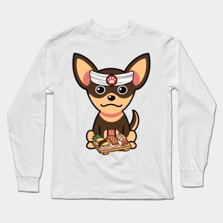 Funny small dog is a sushi chef Long Sleeve T-Shirt